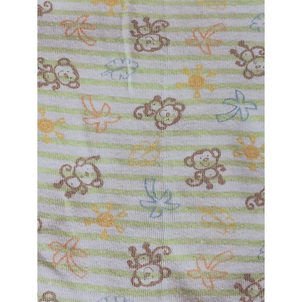 Gerber Shirt 0 To 3 month Boys White Green Short sleeve Snap Bottom Monkey